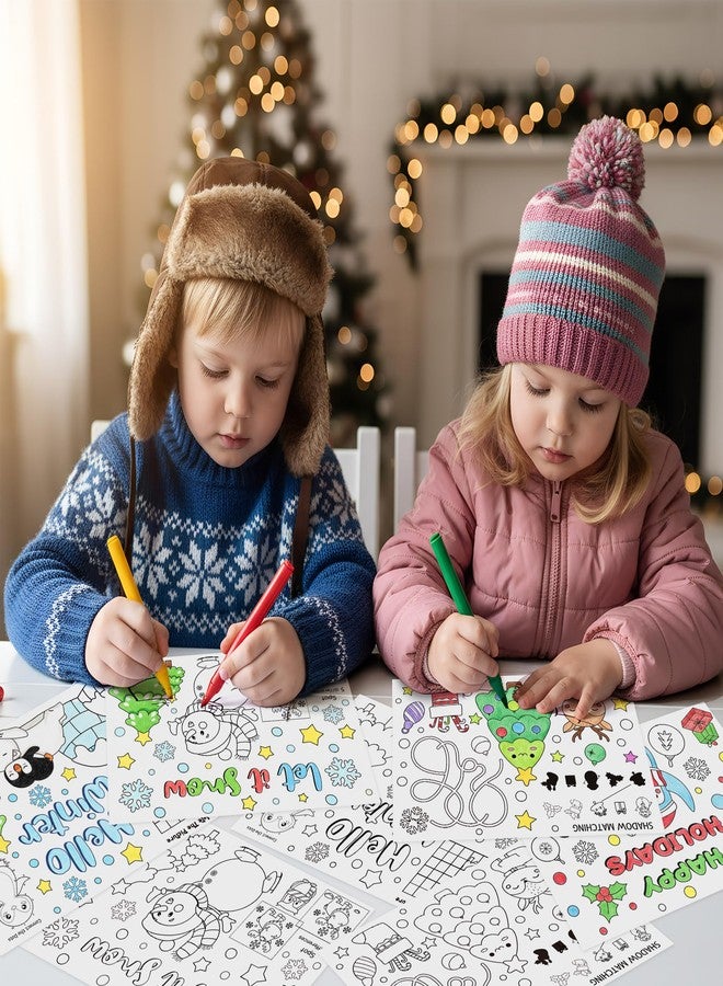 ANGOLIO Winter Game Coloring Pages - 32P Hello Winter Scene Activity Game Coloring Posters for Kids, Happy Holidays Bulk Snowman Penguin DIY Crafts Classroom Home Holiday Party Supplies Christmas Gift - Image 4